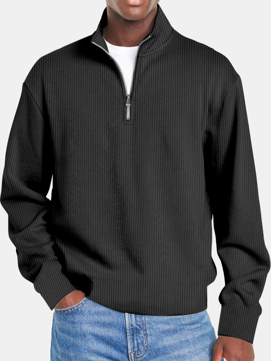 Men's Long-Sleeved Zipper Casual Top
