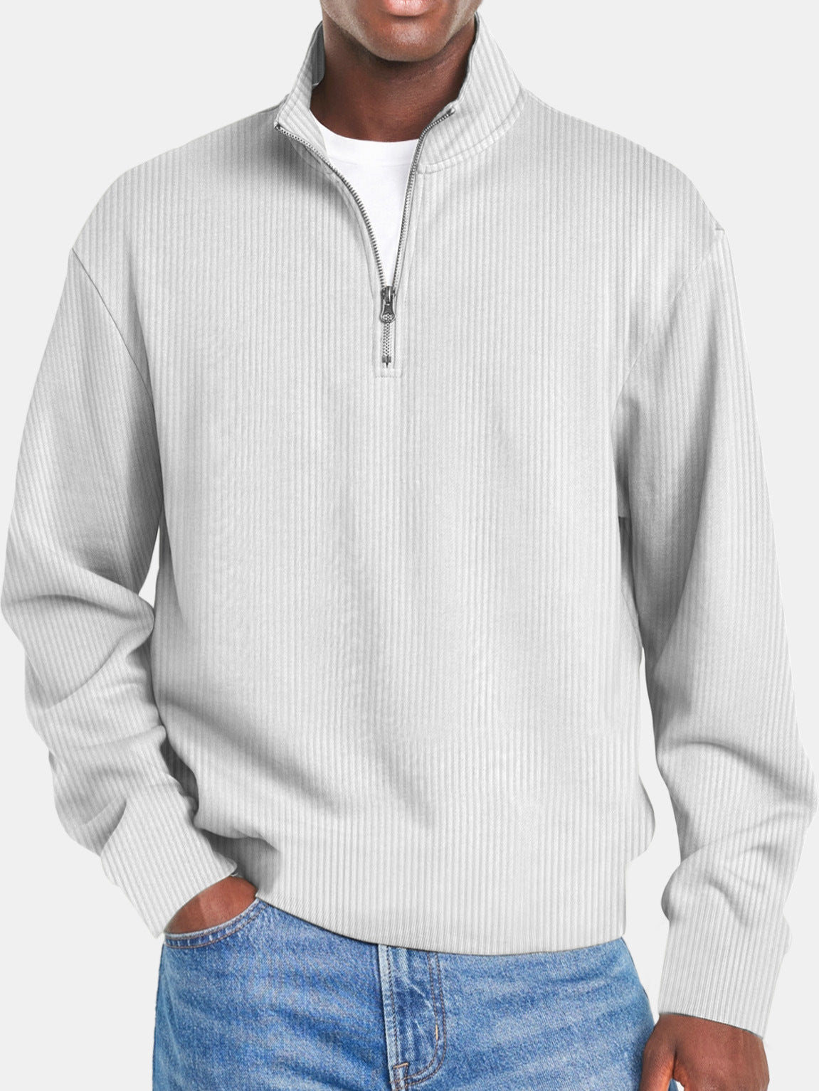Men's Long-Sleeved Zipper Casual Top