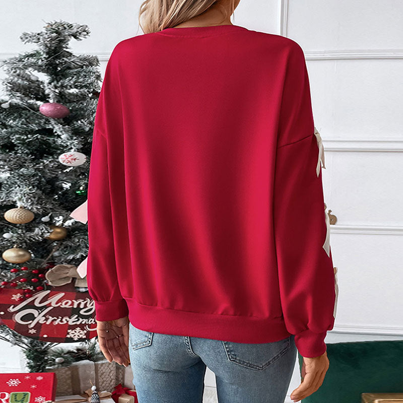 Pullover Clothes Bow-Decorated Christmas Sweatshirt