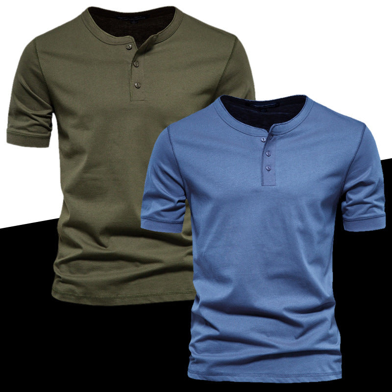 Henry Round Neck Short-sleeved Solid T-shirt