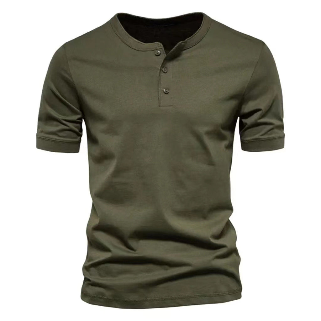 Henry Round Neck Short-sleeved Solid T-shirt