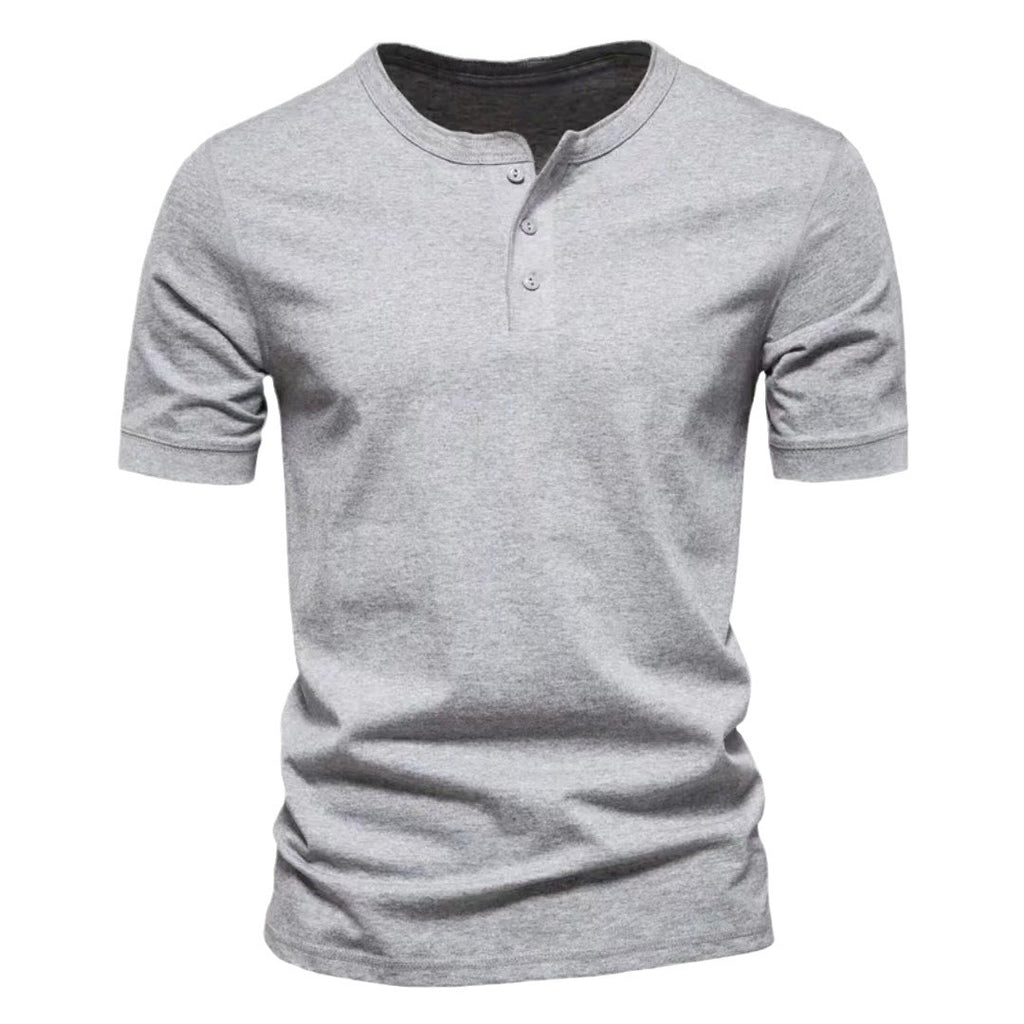 Henry Round Neck Short-sleeved Solid T-shirt