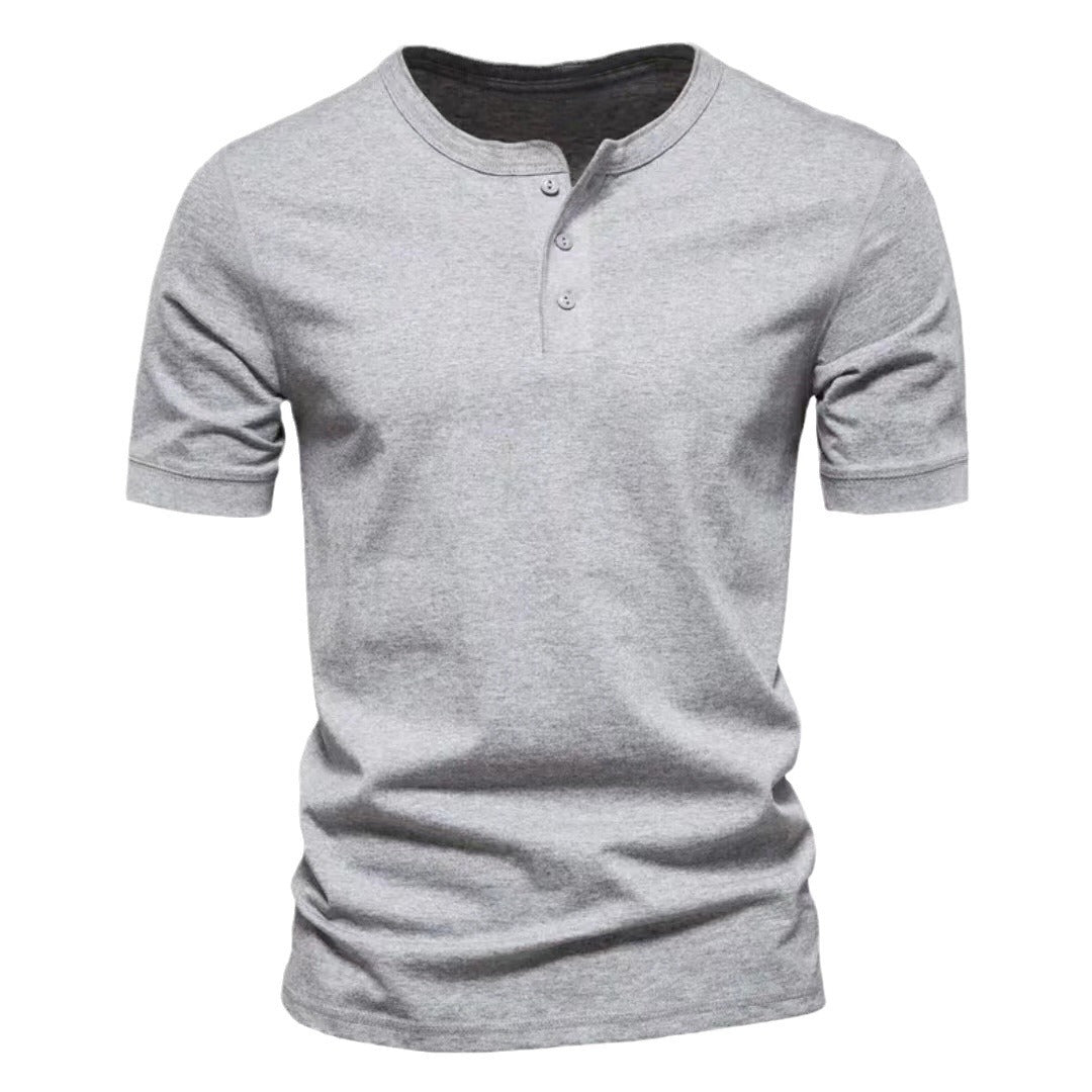 Henry Round Neck Short-sleeved Solid T-shirt