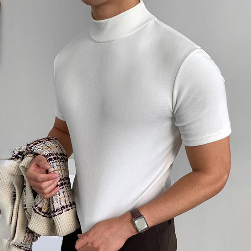 short-sleeved Fashionable Base Shirt Men's Tight High Collar T-shirt