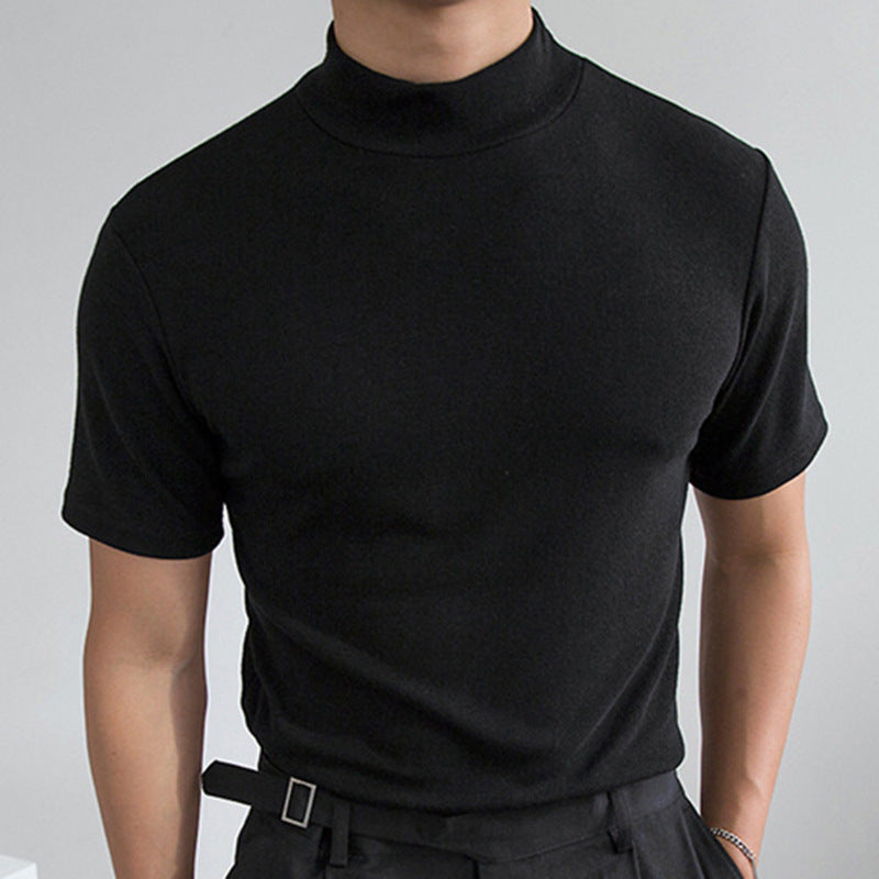 short-sleeved Fashionable Base Shirt Men's Tight High Collar T-shirt