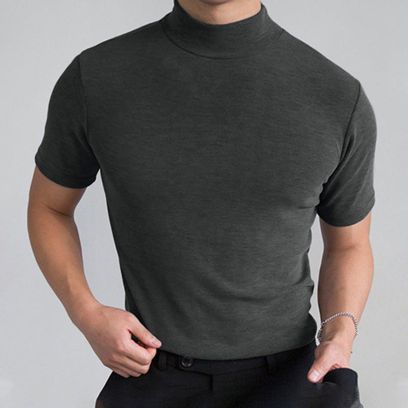 short-sleeved Fashionable Base Shirt Men's Tight High Collar T-shirt