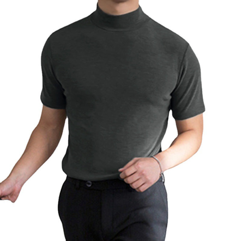 short-sleeved Fashionable Base Shirt Men's Tight High Collar T-shirt