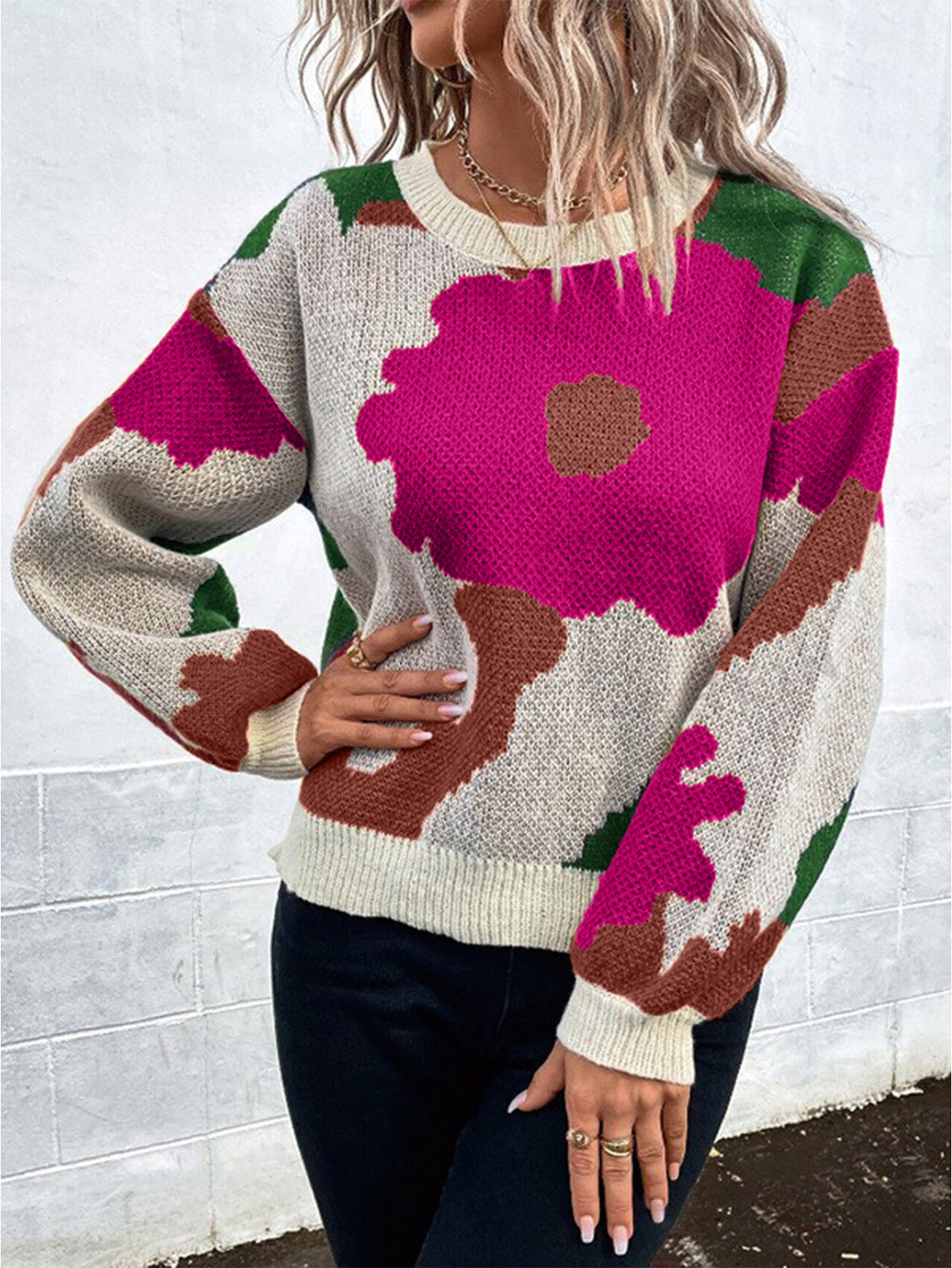 Jacquard Casual Pullover Sweater