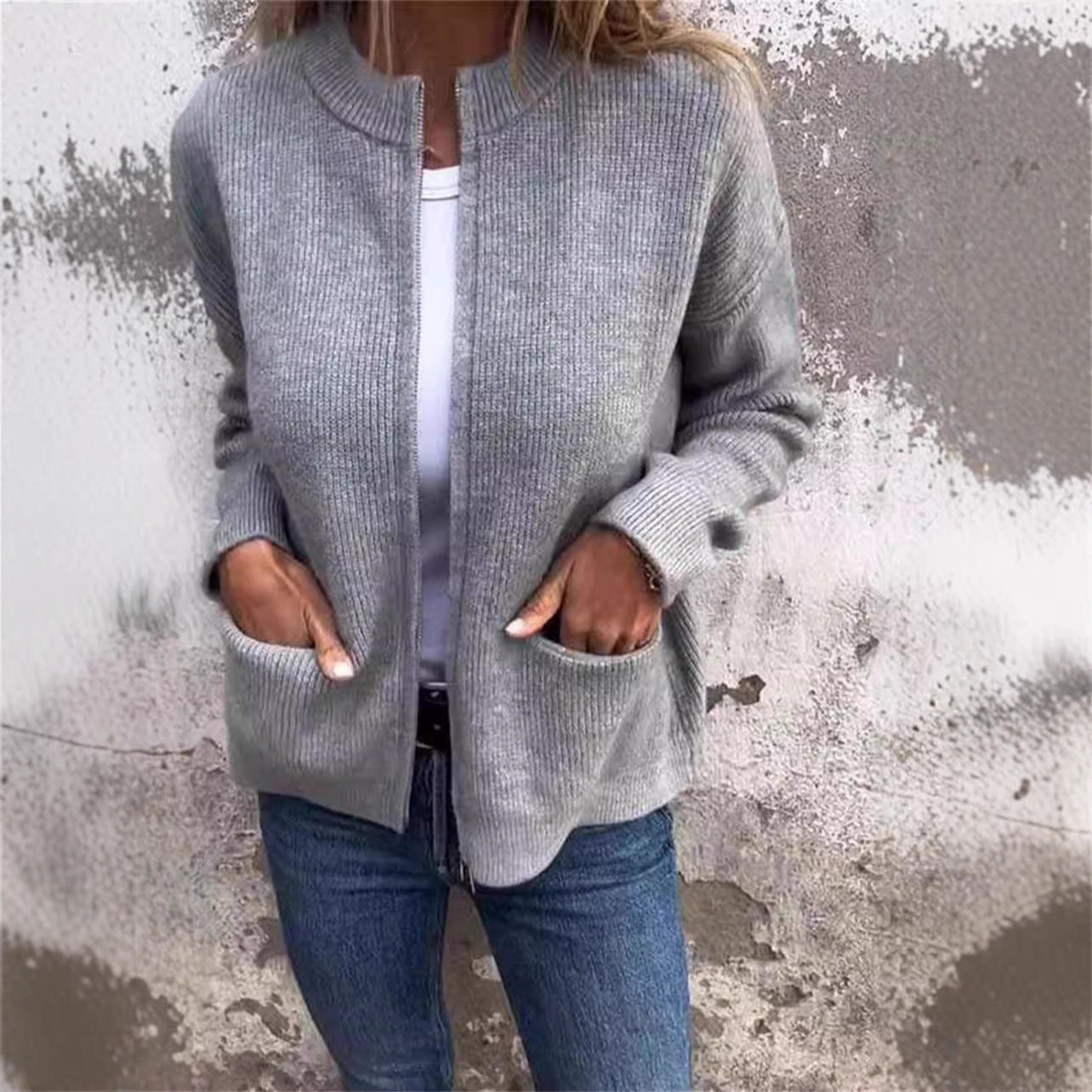 Popular Fashion Casual Stand Collar Zipper Jacket