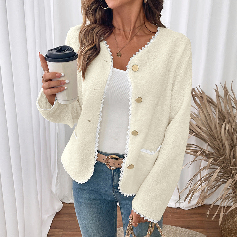 American Fashion Elegant Lamb Wool Cardigan