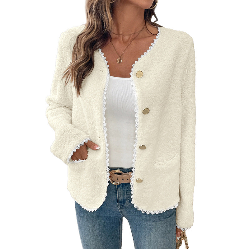 American Fashion Elegant Lamb Wool Cardigan