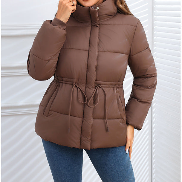 Slim-Fit Short Waist-Cinching down Cotton Jacket