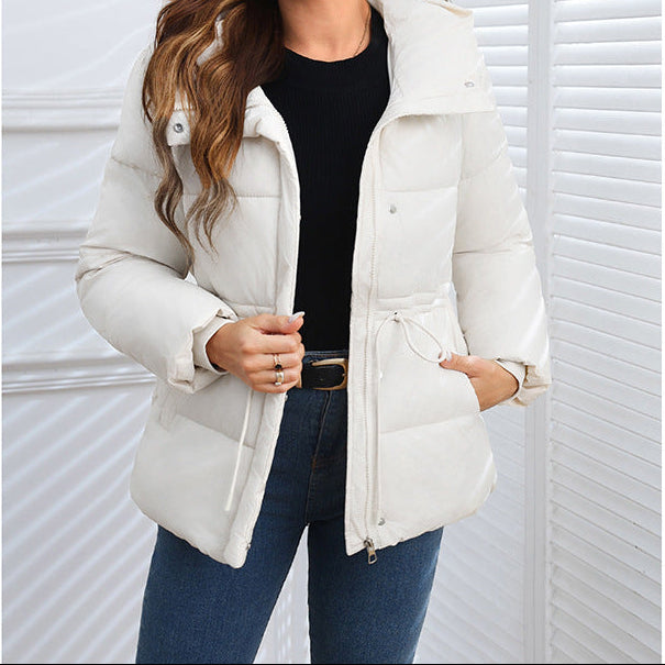 Slim-Fit Short Waist-Cinching down Cotton Jacket