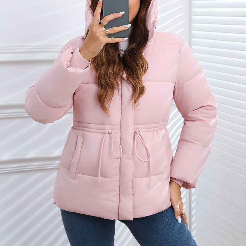 Slim-Fit Short Waist-Cinching down Cotton Jacket