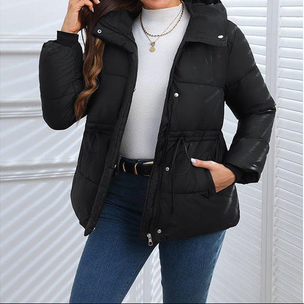 Slim-Fit Short Waist-Cinching down Cotton Jacket