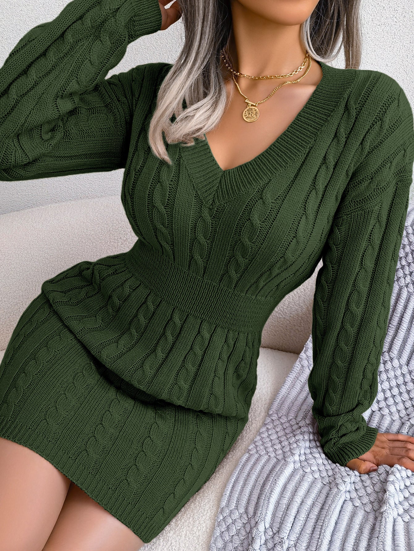 Waist Twist Hip Dress Sweater Skirt