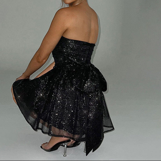 Women's dress mesh strap flash backless