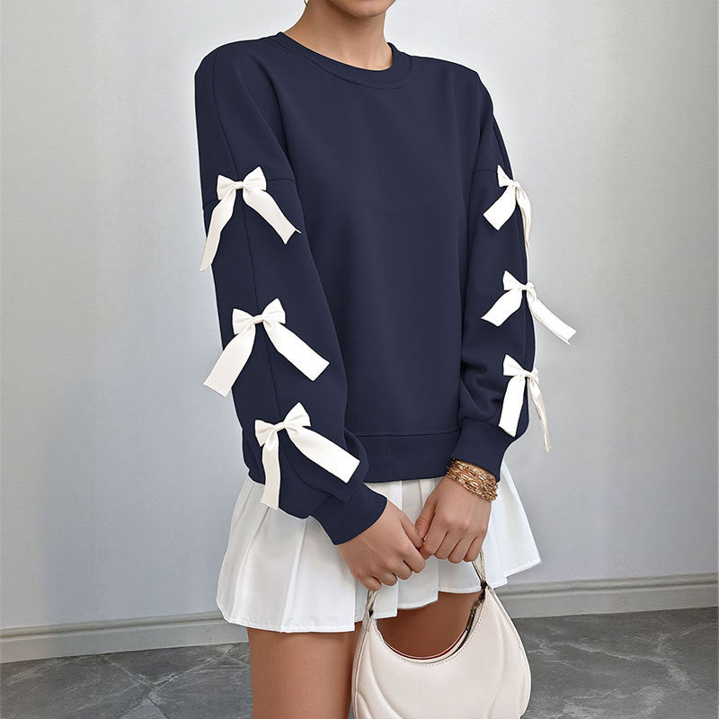 Pullover Clothes Bow-Decorated Christmas Sweatshirt