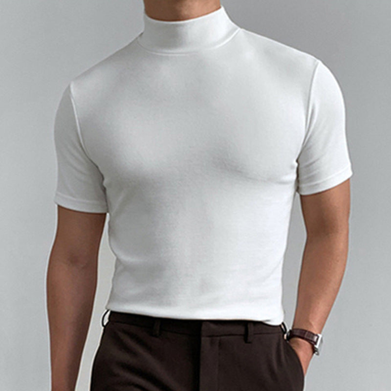short-sleeved Fashionable Base Shirt Men's Tight High Collar T-shirt