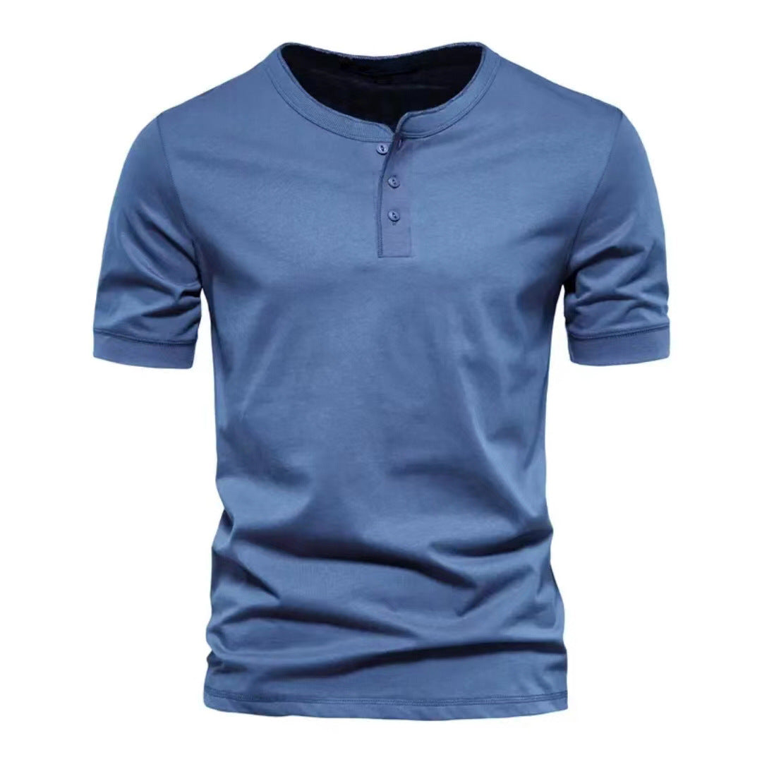 Henry Round Neck Short-sleeved Solid T-shirt
