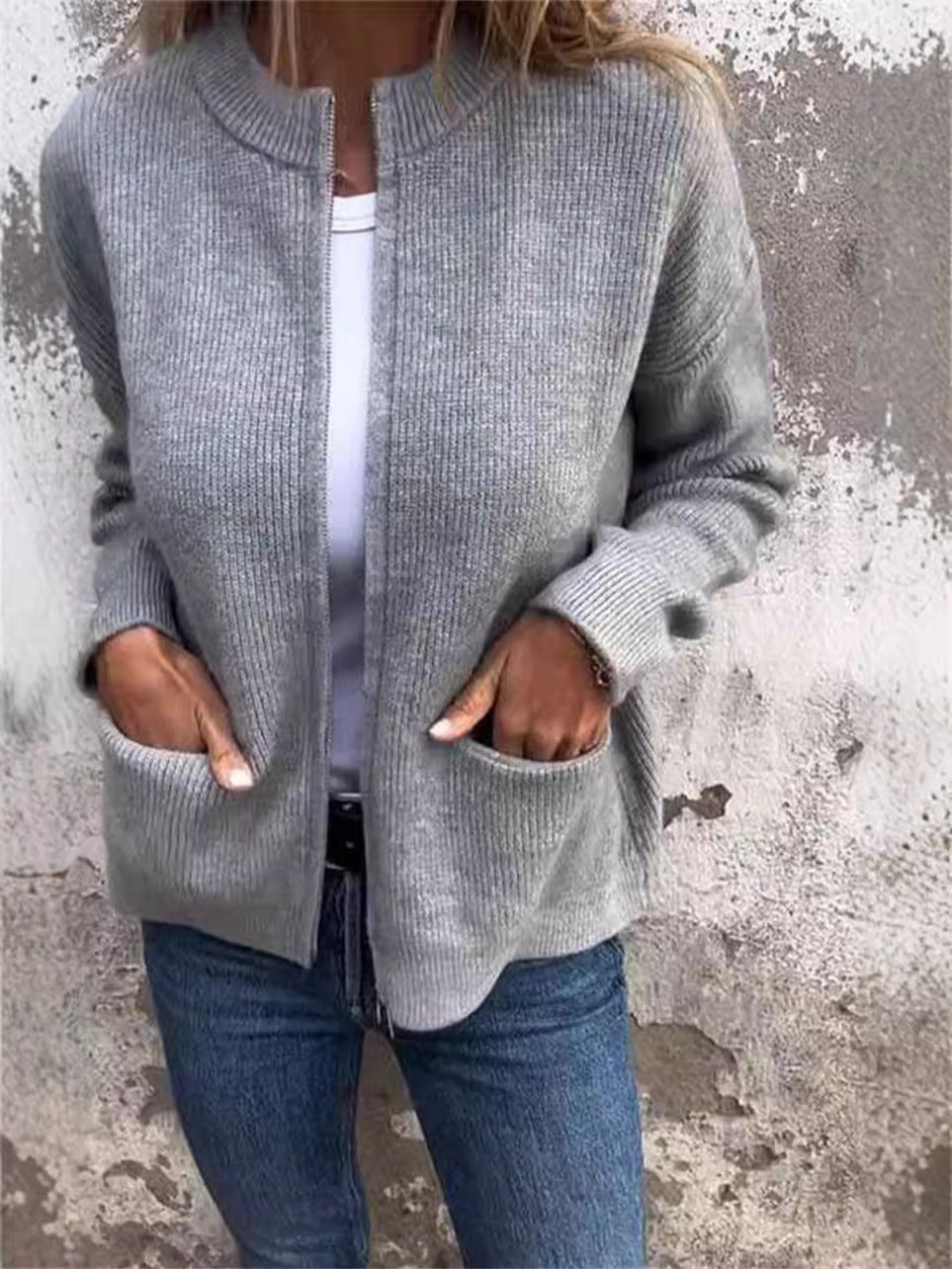 Popular Fashion Casual Stand Collar Zipper Jacket