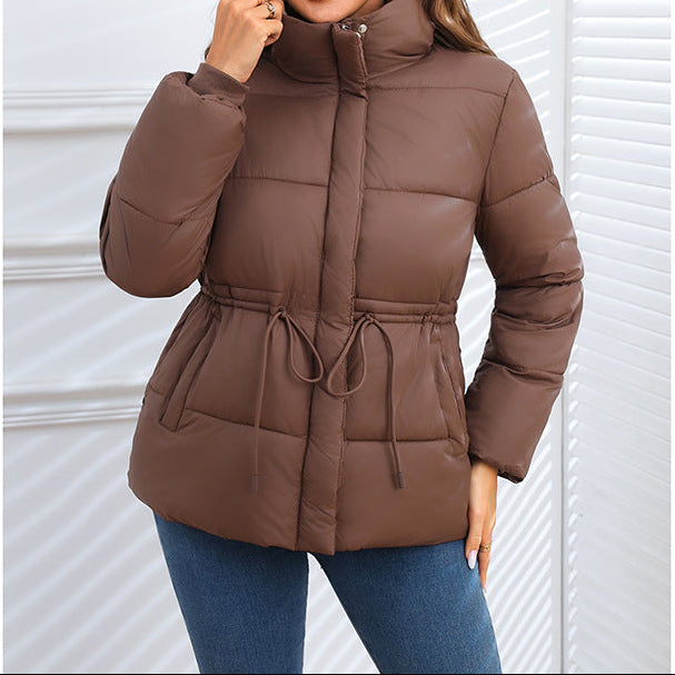 Slim-Fit Short Waist-Cinching down Cotton Jacket