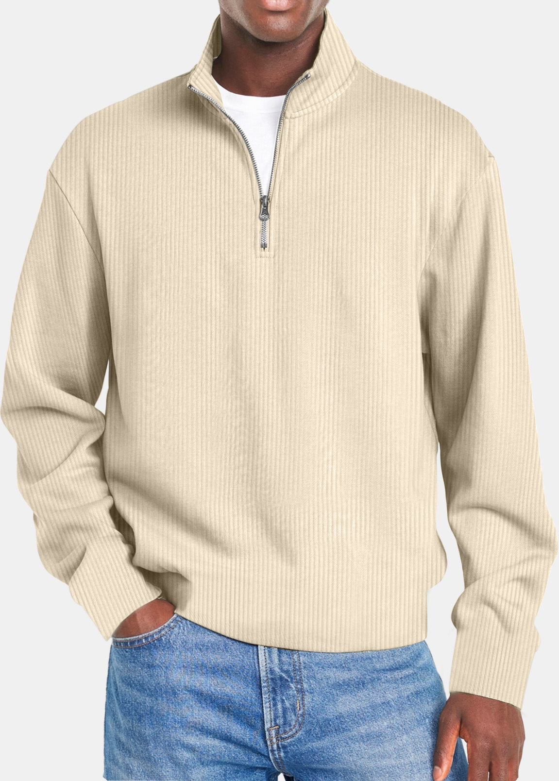 Men's Long-Sleeved Zipper Casual Top