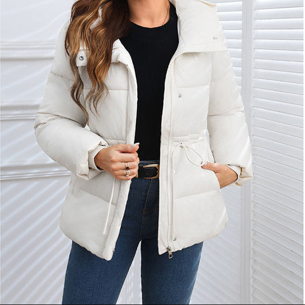Slim-Fit Short Waist-Cinching down Cotton Jacket